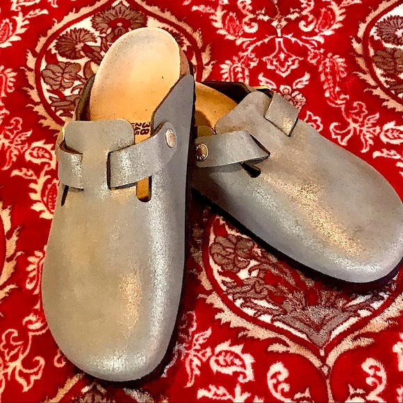 Birkenstock Shoes - BIRKENSTOCK BOSTON SUEDE METALLIC CLOG